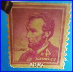 1954 USA, US POSTAGE, LIBERTY SERIES. A LINCOLN 4c STAMP. Fine Used. S#1038 ERROR G