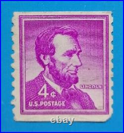 1954 USA, US POSTAGE, LIBERTY SERIES. A LINCOLN 4c STAMP. Fine Used. S#1038 ERROR G