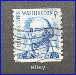 1967 United States Postage George Washington Shaven Blue 5 Cent Vintage Stamp #2