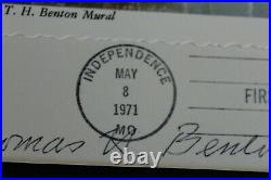 1971 SIGNED THOMAS HART BENTON FDC Postcard #1426 MURAL MISSOURI STATEHOOD RARE