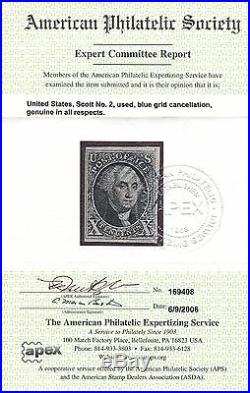 #2 Vf Used Blue Grid Cancel With Aps Cert Hw2891