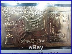 23k gold America's Cup Winner stamp 1987 booklet in folder. Very Collectible