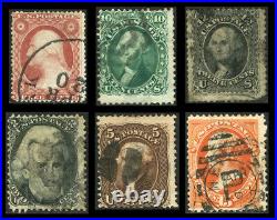 #26A #163 1857-1873 Used Group of Six Classic U. S. Stamps