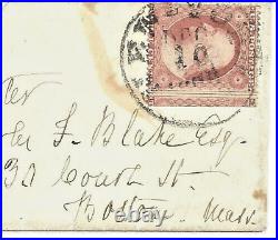 #26b, imperf between, and 24, on small cover New York to Boston, cv $7500