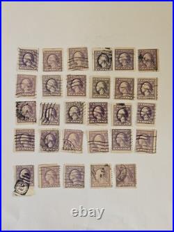 29 Vintage 3 Cent George Washington Purple Stamps