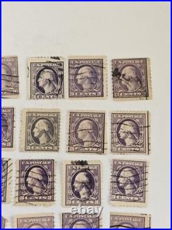 29 Vintage 3 Cent George Washington Purple Stamps