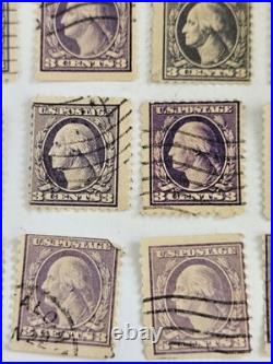 29 Vintage 3 Cent George Washington Purple Stamps