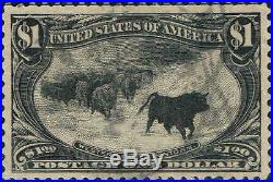 #292 1898 $1 Western Cattle In Storm Trans-miss Issue Used-vf+ Lite Cancel