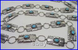 35 Old Pawn Fred Harvey Era Sterling Silver Turquoise Stamped Belt or Necklace