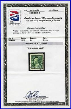 #374 1910 1¢ Green Used With Pse Cert Bp5150