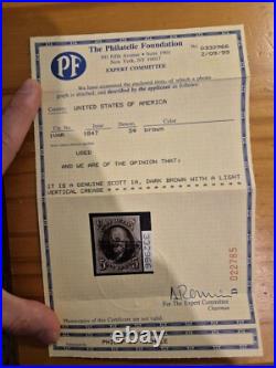 5 five cent 1847 1a United States of America stamp with CERTIFICTE