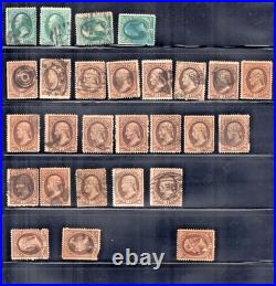50+ U. S. Classic Postage Stamps 1861 1870 Scott #'s 64 65 147 150 156 158