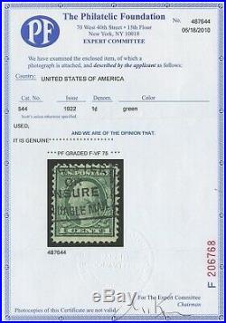 #544 1c 1922 PERF 11 VF+ USED GEM WITH PF CERT SMQ $4,500 WLM9040