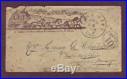 6-HORSE STAGECOACH OVERLAND MAIL 1859 CALIFORNIA STAMPLESS Cover to TENNESSEE