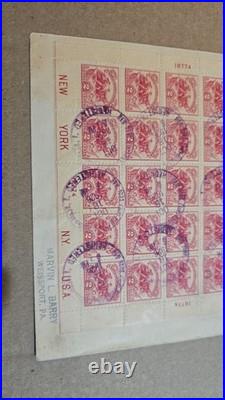 #630 1926 2c Battle of White Plains, Carmine Rose, Cancelled Souvenir Sheet