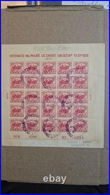 #630 1926 2c Battle of White Plains, Carmine Rose, Cancelled Souvenir Sheet