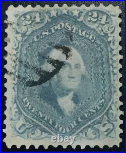 #70b Used, 1861 24¢ Washington Steel Blue Shade, Lightly Canceled and Sound