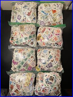 9-Pounds/lbs. Used US Stamps on Paper. No Flags. Cut Close. Duplicates. Thousands