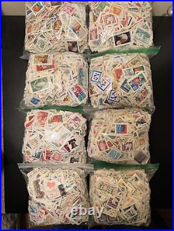 9-Pounds/lbs. Used US Stamps on Paper. No Flags. Cut Close. Duplicates. Thousands