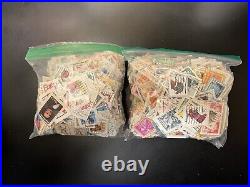 9-Pounds/lbs. Used US Stamps on Paper. No Flags. Cut Close. Duplicates. Thousands