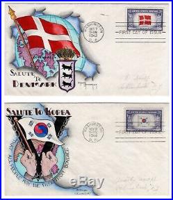 #909-21 Dorothy Knapp Hand Painted Cachet SET/13 WWII FDC Overrun Countries