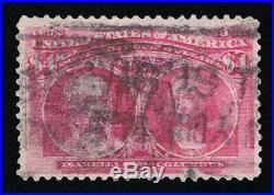 AFFORDABLE GENUINE SCOTT #244a USED $4 ROSE CARMINE 1893 COLUMBIAN EXPO ISSUE