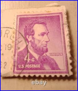 Abraham Lincoln 4 cent stamp purple ink thin Error very rare 1962