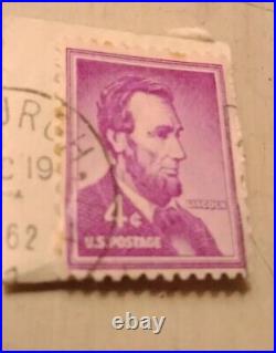 Abraham Lincoln 4 cent stamp purple ink thin Error very rare 1962