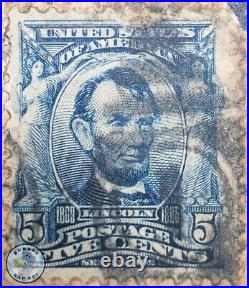 American Antique Stamp 1903 Abraham Lincoln 5 Cents Us Stamp Used