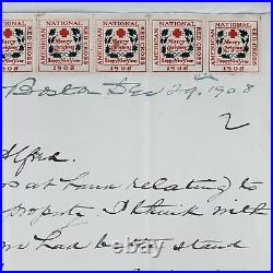 American Red Cross Stamps 1908 Christmas Seal Boston Vintage Antique Letter B93