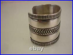 Antique 1920's 1930's Navajo Sterling Silver Rolled Cuff Bracelet Stamped Wide