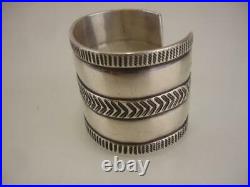 Antique 1920's 1930's Navajo Sterling Silver Rolled Cuff Bracelet Stamped Wide