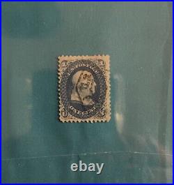 Antique USA Stamp 1861 Scott #63b, 1c Ben Franklin, Used, CV$875