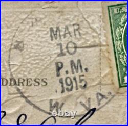 Antique WWI Era 1915 Postcard with Rare 1 cent George Washington Green Stamp