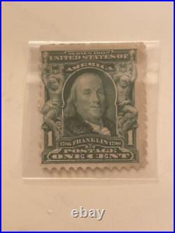 BENJAMIN FRANKLIN 1 Cent Green Stamp EXTREMELY RARE 120 Years Old! 1902