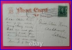 BENJAMIN FRANKLIN 1 Cent Stamp on RARE Postcard 1907 Post Marked 114 YEARS OLD