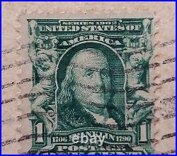 BENJAMIN FRANKLIN 1 Cent Stamp on RARE Postcard 1907 Post Marked & Hand Dated