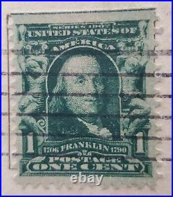 BENJAMIN FRANKLIN 1 Cent Stamp on RARE Postcard 1908 Post Marked & Hand Dated