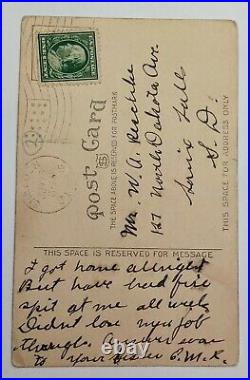 Ben Franklin 1 Cent Stamp on Post Card Postmarked 1910