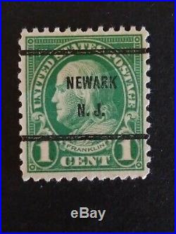 Benjamin Franklin 1 Cent usa stamps used Very RARE PRECANCEL NEWARK NJ