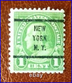 Benjamin Franklin 1902 1 Cent Stamp New York N. Y. Overprint nicely centered