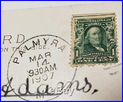 Benjamin Franklin 1902 1 cent, Green Line, Rare, used USA stamp