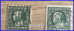 Benjamin Franklin 2 x ONE CENT US STAMP 1911 SEE PHOTOS 2 postmarks used