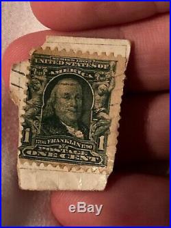 Benjamin Franklin Stamp RARE ANTIQUE 1902 1 CENT STAMP 100% AUTHENTIC