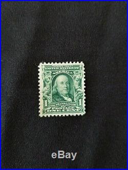 Benjamin Franklin Us Postage 1 Cent Stamp 1902 Green Well Centered Used lightly