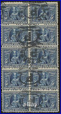 Block of 10 1907 US Stamps # 330 Cat Value $520 Founding of Jamestown Pocahontas