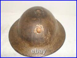 British/U. S. WW1 helmet, USMC badge, stamped HS 84
