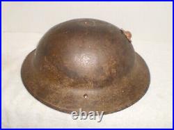 British/U. S. WW1 helmet, USMC badge, stamped HS 84