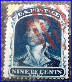 Buffalo Stamps, Scott #39, 1857 Used with Cert and Red Grid Cancel, CV = $10,000