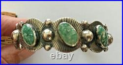 C1950s Navajo Cerrillos Turquoise Sz 6.2 cuff stamped STERLING, 22 g classic
